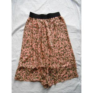 New LuLaRoe Small Lola Midi Skirt Below Knee Length Stretch Waist Pink Floral!‎